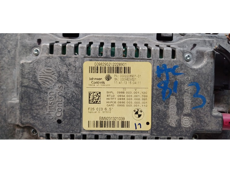 Recambio de pantalla multifuncion para bmw x3 (f25) xdrive 20d referencia OEM IAM 9231321 9829521 65509231321