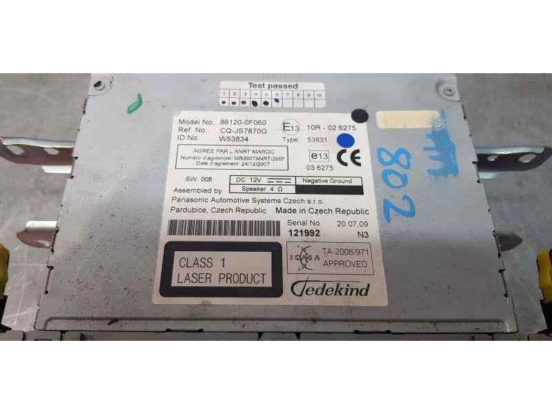 Recambio de sistema audio / radio cd para toyota verso comfort referencia OEM IAM 861200F060   Recambio de sistema audio / radio cd para toyota verso comfort referencia OEM IAM 861200F060