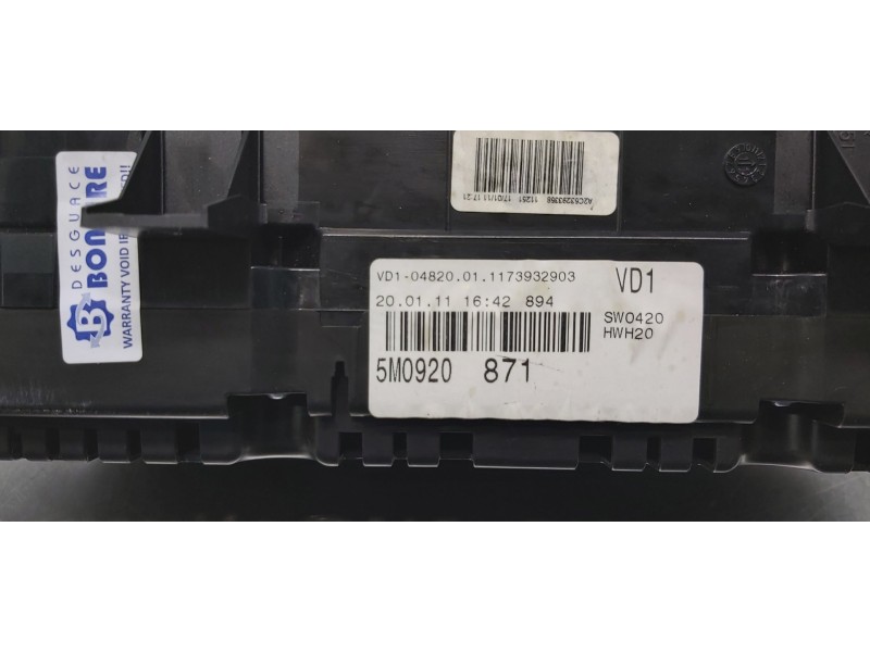 Recambio de cuadro instrumentos para volkswagen golf plus (521) advance referencia OEM IAM 5M0920871  