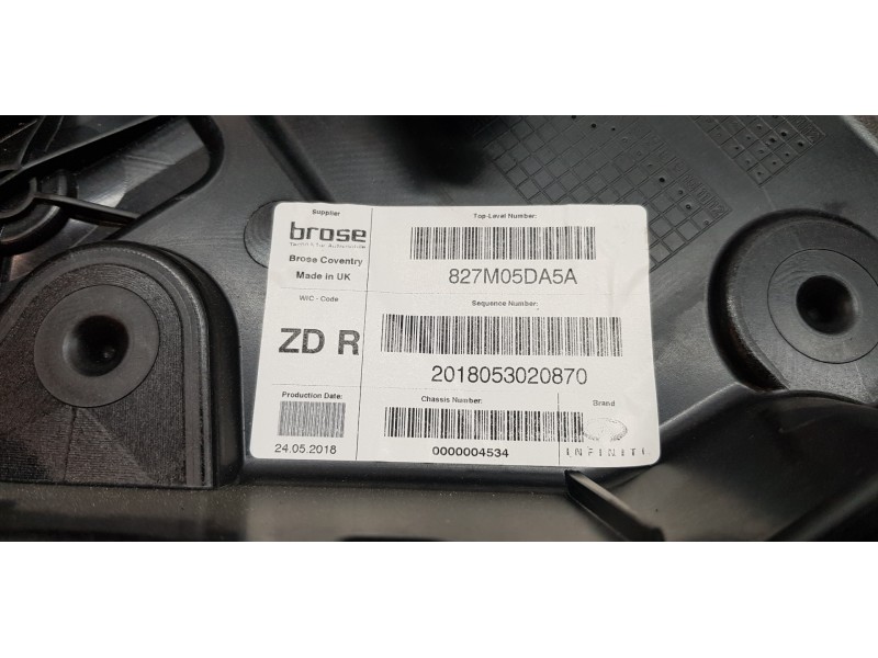 Recambio de elevalunas trasero derecho para infiniti qx30 premium referencia OEM IAM 827205DM0A  