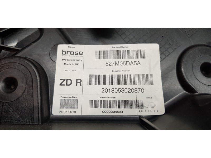 Recambio de elevalunas trasero derecho para infiniti qx30 premium referencia OEM IAM 827205DM0A  