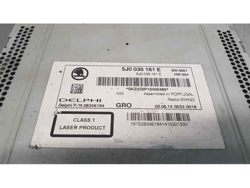 Recambio de sistema audio / radio cd para skoda rapid active referencia OEM IAM 5J0035161E  