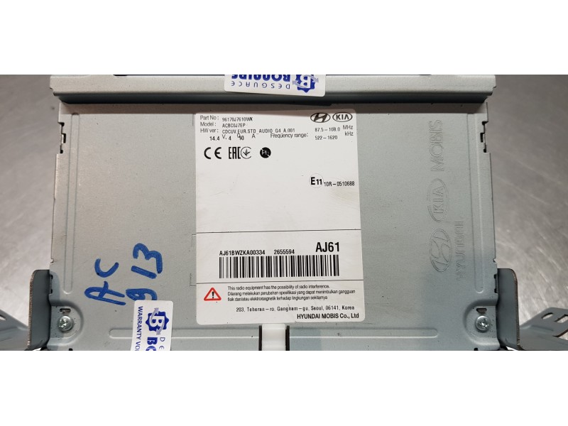 Recambio de pantalla multifuncion para kia ceed sportswagon tech referencia OEM IAM 96170J7610WK  