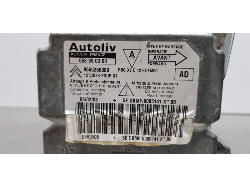 Recambio de centralita airbag para citroen c5 berlina exclusive referencia OEM IAM 9665266080   Recambio de centralita airbag para citroen c5 berlina exclusive referencia OEM IAM 9665266080