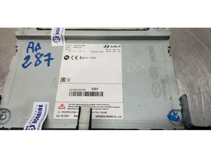 Recambio de pantalla multifuncion para kia ceed sportswagon tech referencia OEM IAM 96160J7510WK  