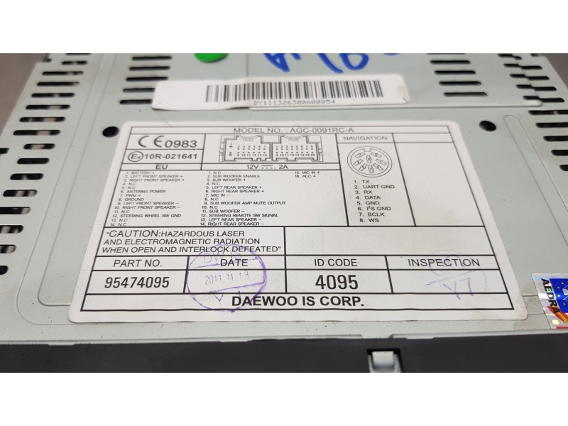 Recambio de sistema audio / radio cd para chevrolet captiva 2.2 vcdi lt 2wd referencia OEM IAM 95474095   Recambio de sistema audio / radio cd para chevrolet captiva 2.2 vcdi lt 2wd referencia OEM IAM 95474095