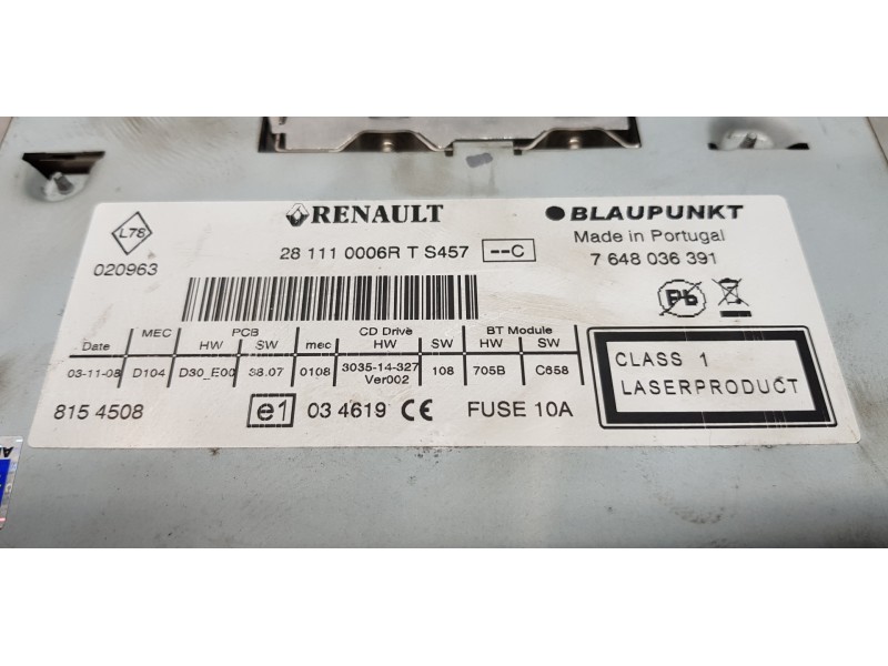 Recambio de sistema audio / radio cd para renault laguna coupe base referencia OEM IAM 281110006R   Recambio de sistema audio / radio cd para renault laguna coupe base referencia OEM IAM 281110006R