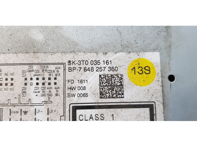 Recambio de sistema audio / radio cd para skoda superb combi (3t5) active referencia OEM IAM 3T0035161  