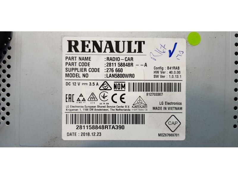 Recambio de pantalla multifuncion para dacia lodgy comfort referencia OEM IAM 281158848R   Recambio de pantalla multifuncion para dacia lodgy comfort referencia OEM IAM 281158848R