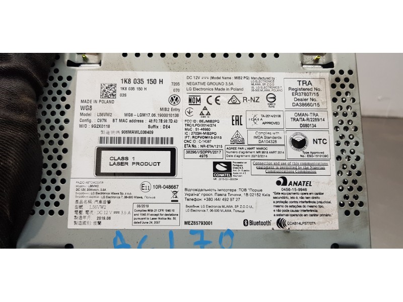 Recambio de sistema audio / radio cd para volkswagen caddy furgón/kombi furgón 4motion bmt referencia OEM IAM 1K8035150H   Recambio de sistema audio / radio cd para volkswagen caddy furgón/kombi furgón 4motion bmt referencia OEM IAM 1K8035150H