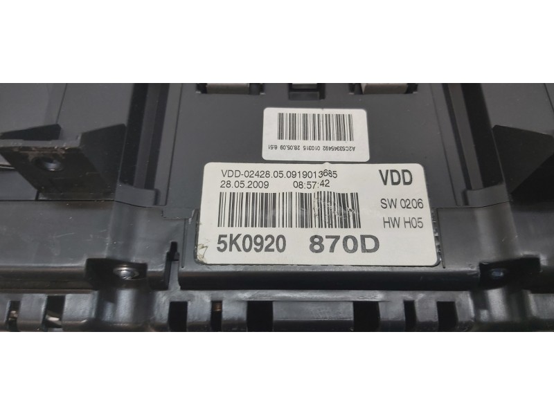 Recambio de cuadro instrumentos para volkswagen golf vi (5k1) sport referencia OEM IAM 5K0920870D  