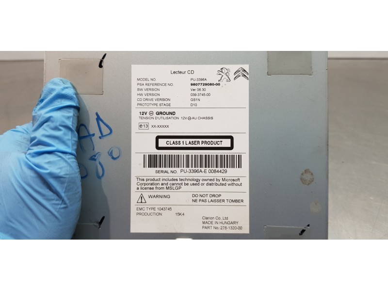 Recambio de sistema audio / radio cd para peugeot 508 active referencia OEM IAM 9807729080   Recambio de sistema audio / radio cd para peugeot 508 active referencia OEM IAM 9807729080