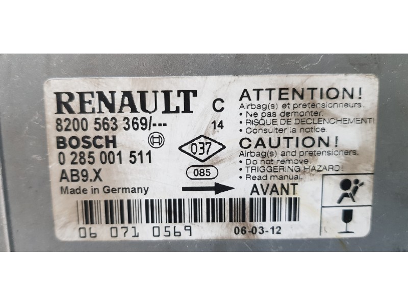 Recambio de centralita airbag para renault clio iii luxe privilege referencia OEM IAM 8200563369   Recambio de centralita airbag para renault clio iii luxe privilege referencia OEM IAM 8200563369