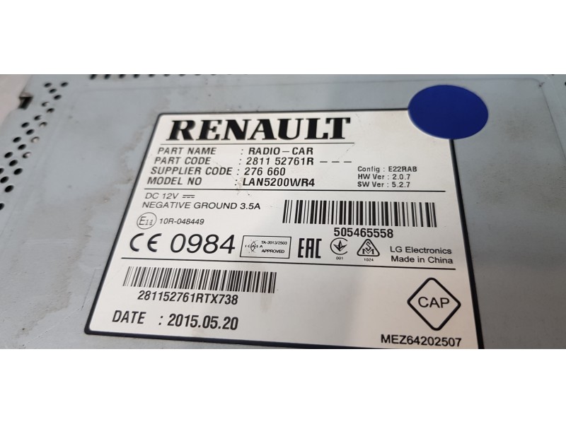 Recambio de sistema navegacion gps para dacia lodgy laureate referencia OEM IAM 281152761R  